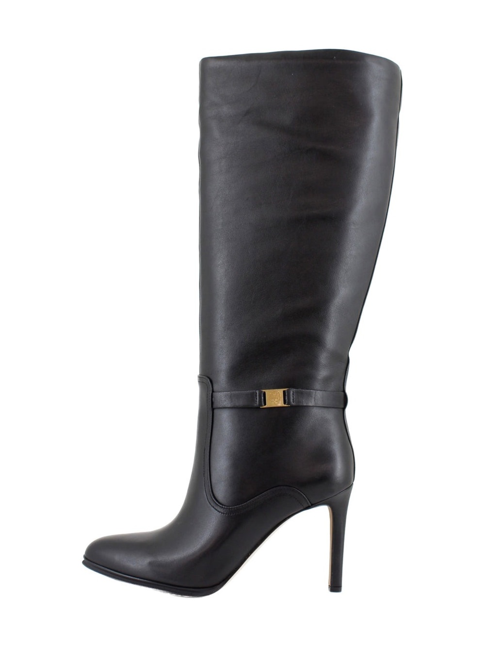 Vince Camuto Women's Black Leather Knee-High Stiletto Boots 6 1/2 Wide Calf